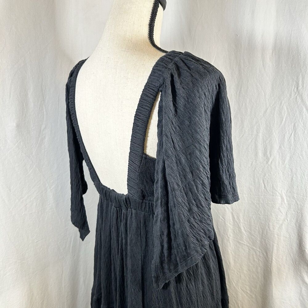 FREE PEOPLE Beach La La Maxi Dress Black Open Back Size S Boho Flowy Whimsigoth - Picture 9 of 14